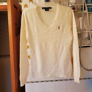 Women's Ralph  Lauren V neck Creme Color Sweater Medium